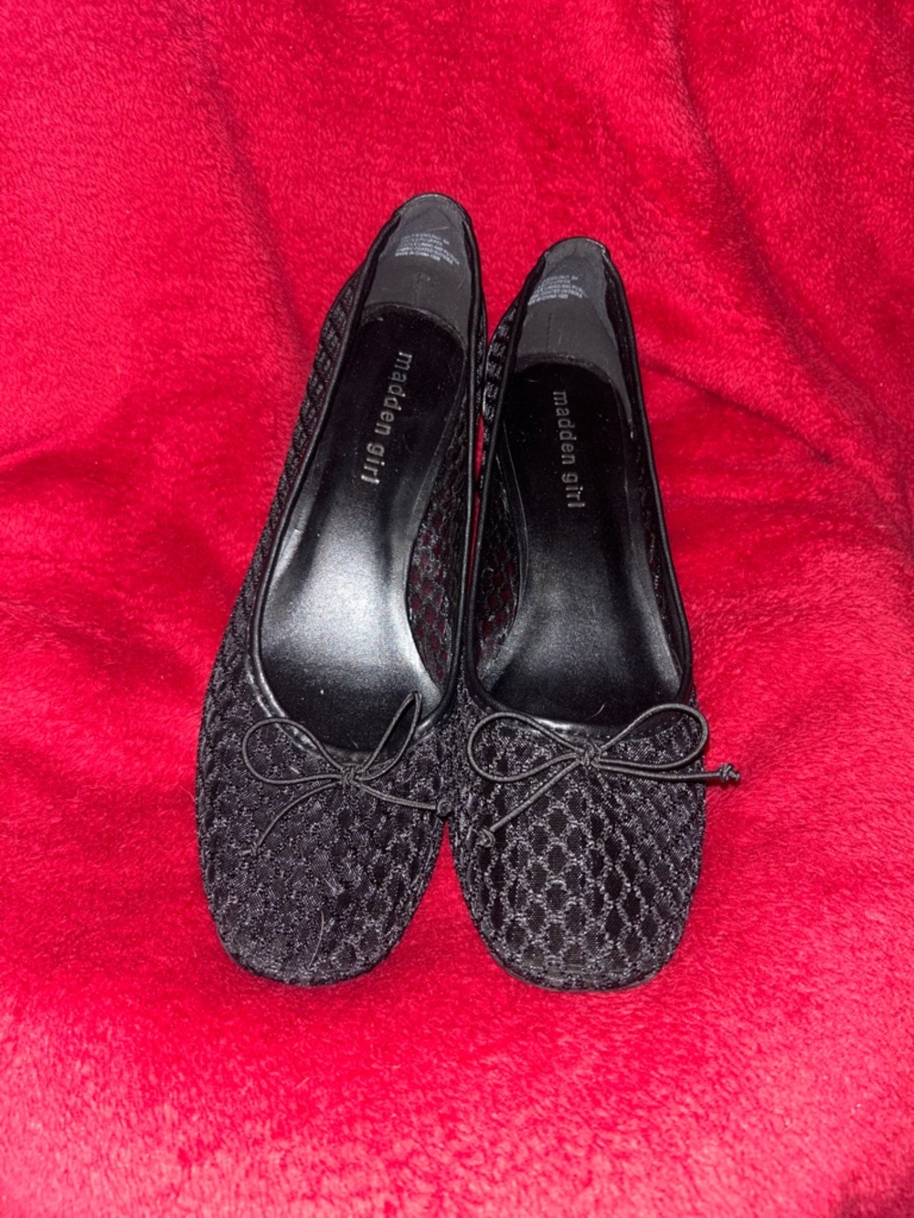 Madden Girl Black Textured Bow Ballet Flats